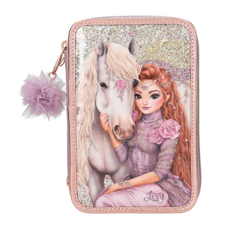 Penál 3 patra s výbavou Top Model, Růžový s flitry, Lexy s koněm