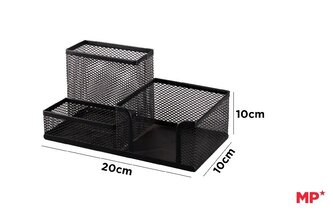 Organizer na biurko siatkowy metalowy czarny
