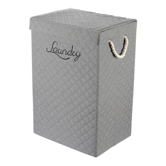 Koš látkový - krabice s uchy a víkem, vysoký, béžový