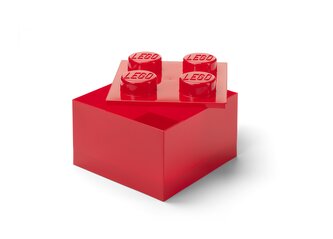 LEGO úložný box 4 s víkem - průhledná červená