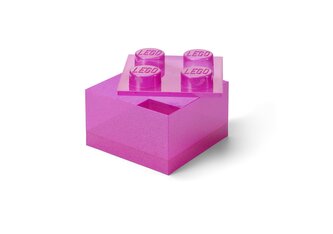 LEGO úložný box 4 s víkem - třpytivá růžová