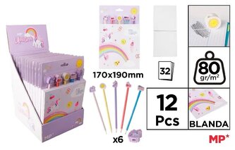 Notes z kredkami i gumkami Unicorn