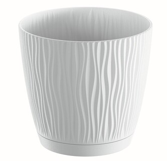 Květináč Sandy s miskou bílý, varianta 16,8 cm