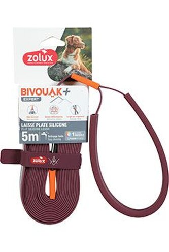 Vodítko pes BIVOUAK ploché,silik.15mm/5m červená Zolux