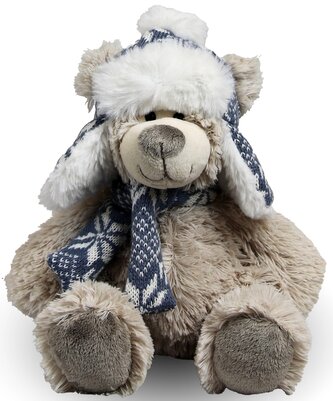 Plyšový medvěd Bolke s čepicí béžovo šedý