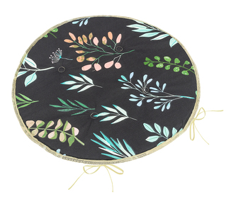 Sedák Adéla kulatý hladký - Lístky na černé - průměr 40 cm