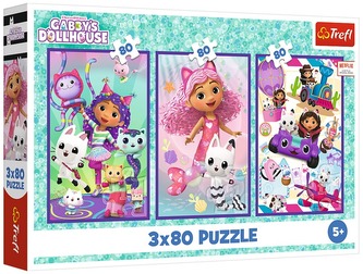 Puzzle 3x80-el. Kolorowe dni Gabby / Universal Gabby"s Dollhouse, Trefl
