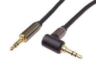 PremiumCord HQ stíněný kabel stereo Jack 3.5mm - Jack 3.5mm zahnutý 90°, 1,5m