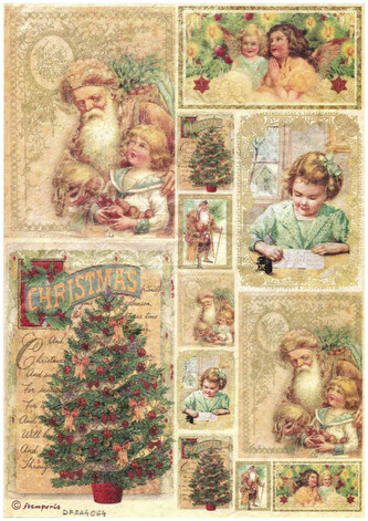 Papier ryżowy A4 Mikołaj, gwiazdka (BN), Stamperia