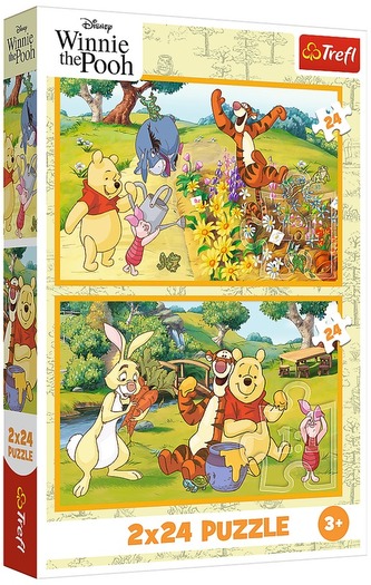 Puzzle 2x24-el. Dzień w ogrodzie / Disney Winnie the Pooh, Trefl
