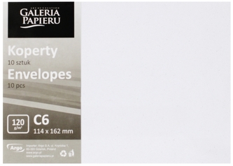 Koperta C6 Mika biały P., 120g m2, op 10szt., Galeria Papieru