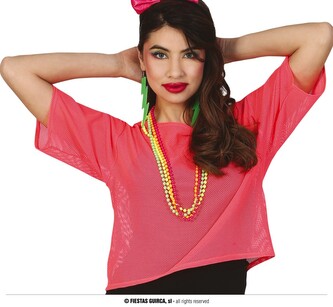 Neonově růžové triko 80-tá léta