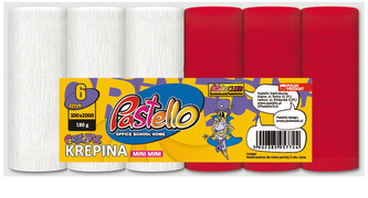 Krepina mini mini biało-czerwona 180g, 10 cm x 250 cm, Pastello
