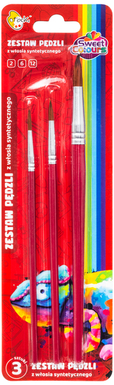 Zestaw pędzli 3 sztuk z włosia syntetycznego nr: 2,6,12, Otocki