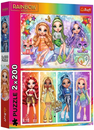 Puzzle 2x200-el. Tęczowe lalki / MGA Rainbow High, Trefl