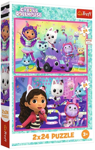 Puzzle 2x24-el. Zabawa z Gabby / Universal Gabby"s Dollhouse, Trefl