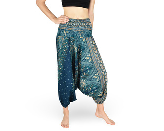 Harémové kalhoty aladin NATSU, paví věž multicolor, zelená, bez šňůrky