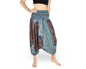 Harémové kalhoty aladin NATSU, multicolor mandala, tyrkysová, bez šňůrky