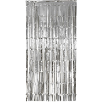 Stříbrný party závěs k nalepení, 100 x 200 cm