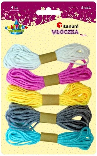 Włóczka 5x4m biała, różowa, żółta, szara, niebieska, Craft Fun