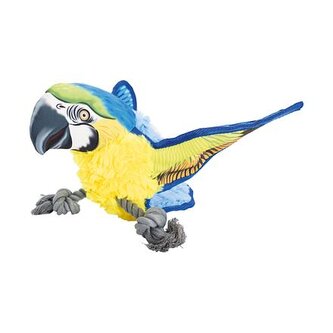 Ara Ararauna papoušek na laně 35 cm, robustní hračka pro psy HIPHOP DOG, žlutá/modá