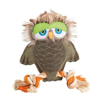 Sova na laně 28 cm, robustní jutová hračka pro psy, HIPHOP DOG