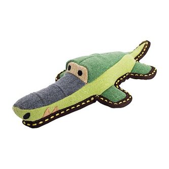 Krokodýl jutový 30 cm, robustní aport pro psy, HIPHOP DOG, zelená/šedá