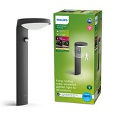 Tyla IR solární venkovní sloupkové LED svítidlo se senzorem 1,2W 255lm 3000K IP44 40cm, antracit