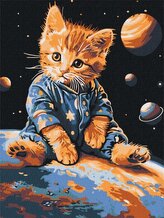 Malowanie po numerach - Gwiezdny kotek 30x40cm