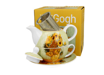Filiżanka z dzbankiem i zaparzaczem SUNFLOWERS inspired by Van Gogh