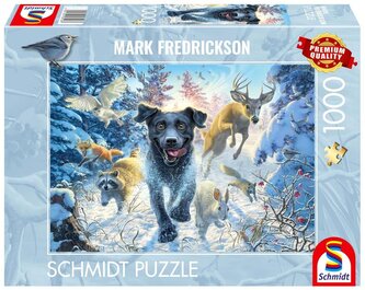 Puzzle PQ 1000 Mark Fredrickson Labrador na śniegu