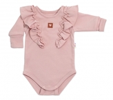 Rostoucí body NATURE, dlouhý rukáv s volánky, bavlna, starorůžová, vel. 68/74; 68/74 (6-9m)