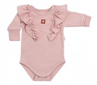 Rostoucí body NATURE, dlouhý rukáv s volánky, bavlna, starorůžová, vel. 68/74; 68/74 (6-9m)
