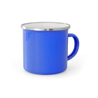 Plechový hrnek smaltovaný-potisk - 360 ml, modrý