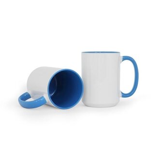 Hrnek potisk Megalo,450 ml,bílý, modré ucho,uvnitř