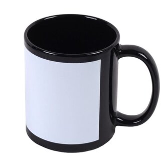 Hrnek pro potisk - 300 ml, černý s bílým polem