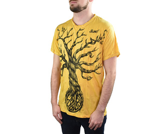 Tričko pánské krátký rukáv, SURE, Strom peace, žlutá L