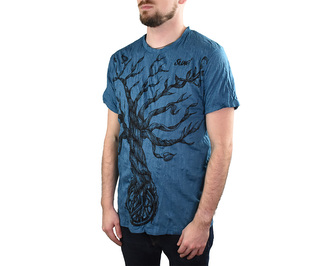 Tričko pánské krátký rukáv, SURE, Strom peace, petrolejová M