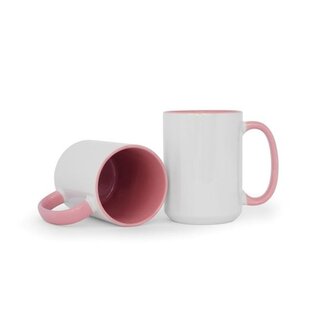 Hrnek potisk Megalo,450 ml,bílý, růž. ucho,uvnitř