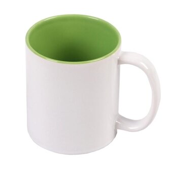 Hrnek pro potisk-300 ml, bílý,  sv. zelený vnitřek