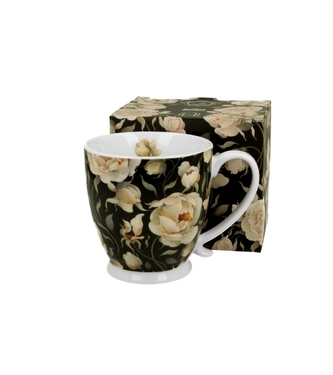 Porcelánový hrnek - anglické růže, černý, 510 ml