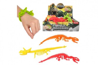 Náramek dinosaurus natahovací mačkací silikon 22cm 4 barvy - 1 ks