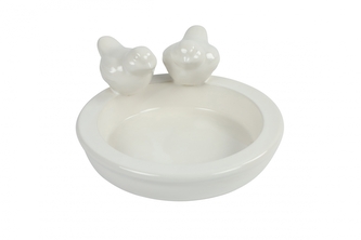 Keramické pítko s ptáčky Davina 22 cm, bílé