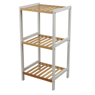 DOCHTMANN Regál policový 3 patra 35x30x70 cm, bílý, bambus