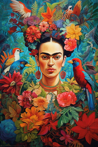 Plakát, Obraz - Frida Kahlo tropical, 61 × 91.5 cm