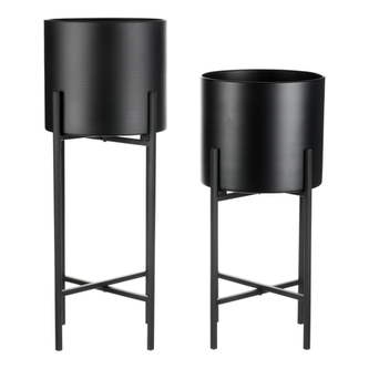 Stojan - kovový, kulatý, černý mat, cena za sadu 2 ks