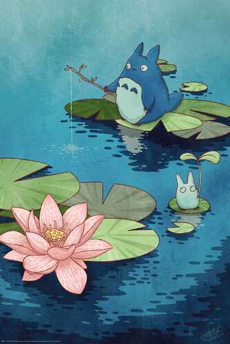 Plakát, Obraz - Fishing in the pond, 61 × 91.5 cm