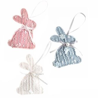 Zawieszki króliczki 11cm 3szt pastelowe