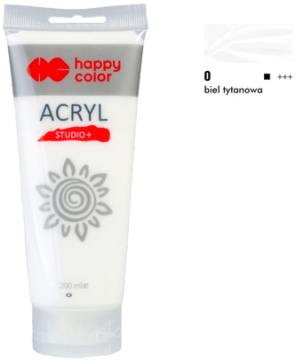Farba akrylowa Studio 200ml, biel tytanowa, Happy Color