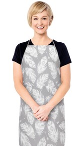 Kuchyňská zástěra ADÉLA - Pírka šedá, bílá - zástěra 67x84 cm